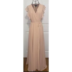 Lulu's Crescendo Blush Wrap Maxi Dress Medium Party Wedding Blush Pink